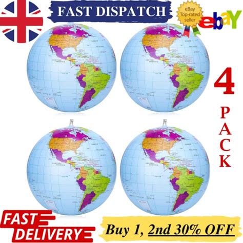 38CM INFLATABLE WORLD Globe Map Ball Earth Geography Blow Atlas