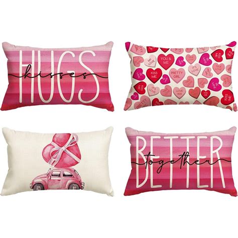 12x20 Inches Comfotable Valentine S Day Throw Pillow Covers Set Of 4