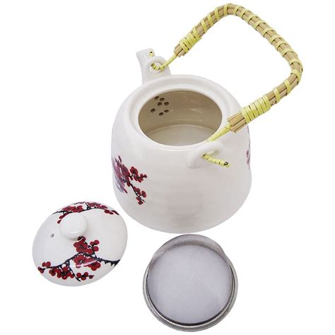 Chaleira Bule Porcelana Estilo Oriental Filtro Infusor Teapot