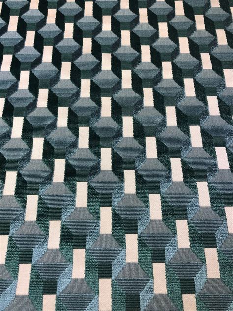 2125 Yards Romo Kirby Design Cubic Petrol Cut Velvet Upholstery Fabric