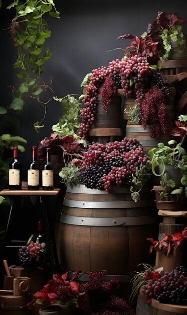 Premium Photo | Wallpaper of Rolling Vineyard Grapevines Wine Barrel Chair Wine Bottles W ...