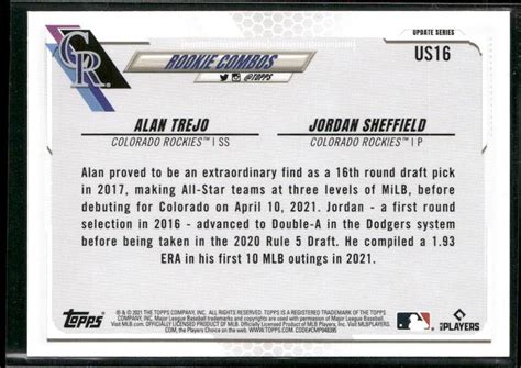 Topps Update Us Alan Trejo Jordan Sheffield Ebay