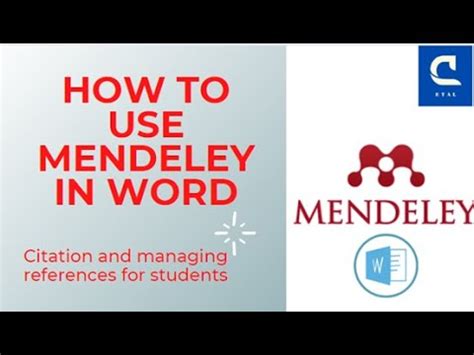 Steps On How To Use Mendeley In Word Cite Manage Reference Youtube