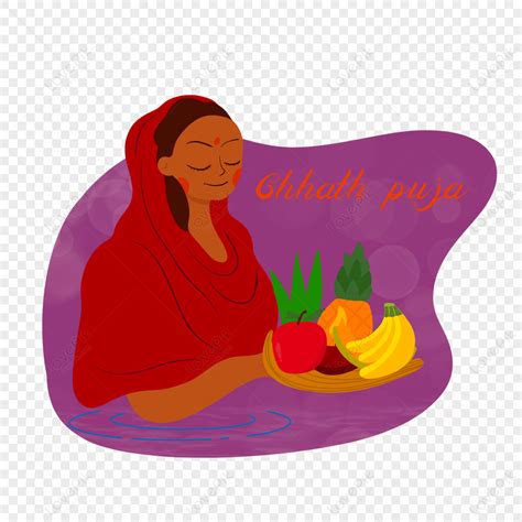 Hand Drawn Cartoon Indian Japanese Chhath Puja Illustrator Apple