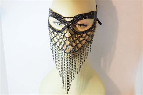 Black Rhinestone Masquerade Face Mask Bithday Prom Mask - Etsy