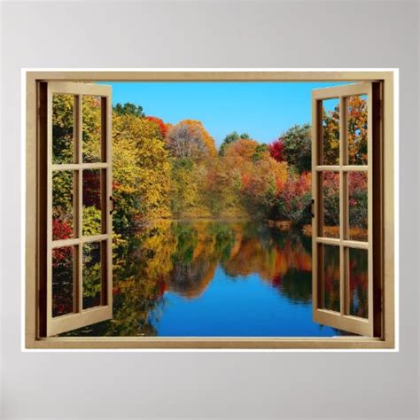 Open Window Autumn Lakeside Poster Zazzle