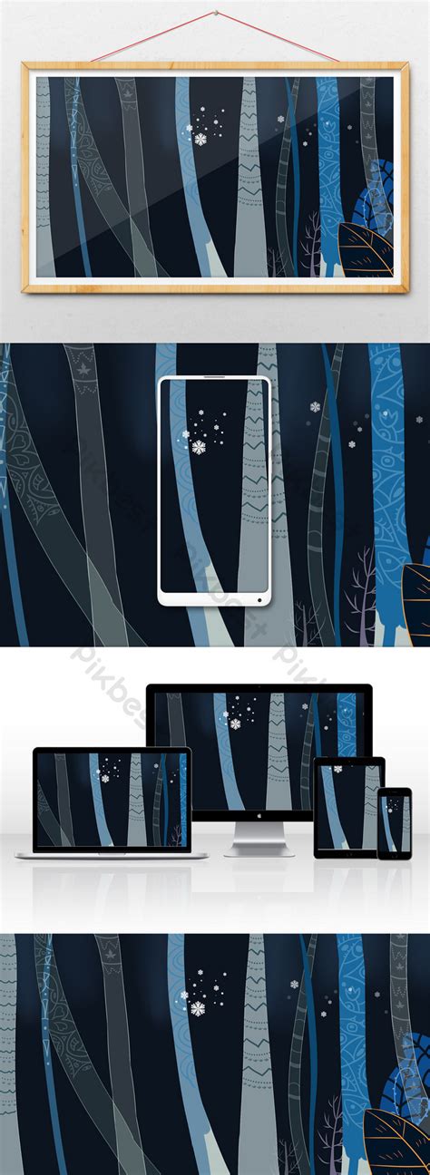 Drawing Night Forest Illustration Elements Illustration | PSD Free ...