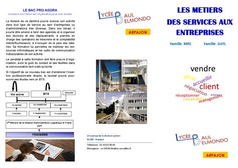 Formations Services Aux Entreprises Lyc E Paul Belmondo