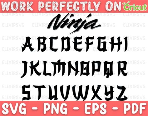 Ninja Font Svg Ninja Alphabet Ninja Letters Ninja Vector Etsy