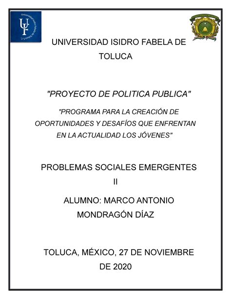 Politica Publica Marco Mondragon Universidad Isidro Fabela De Toluca