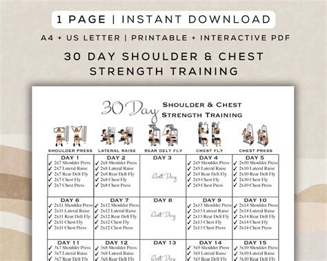 30 Day Shoulder & Chest Strength Training Workout Printable ...