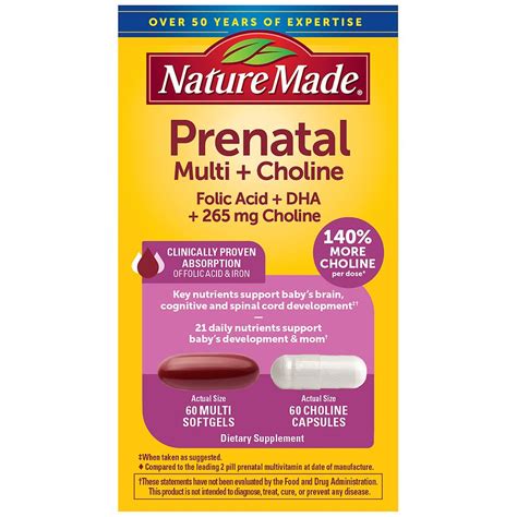 Nature Made Prenatal Multivitamins Choline Capsules Walgreens