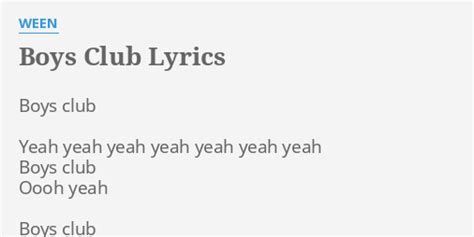 Boys Club Lyrics By Ween Boys Club Yeah Yeah