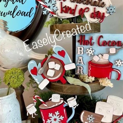 Hot Cocoa Tiered Tray File SVG Hot Chocolate Tier Tray Etsy