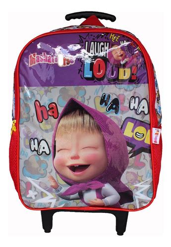 Mochila Escolar Infantil Rodas Masha E O Urso Luxcel Parcelamento