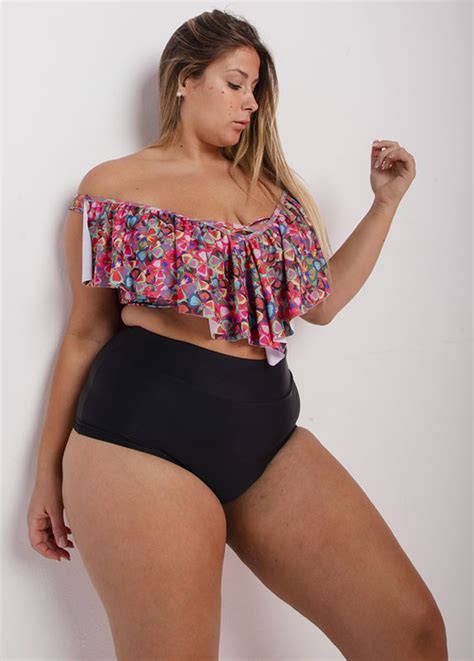 Bikini Babero Estampada En Talle Grande Talles Grandes Cirila Moda