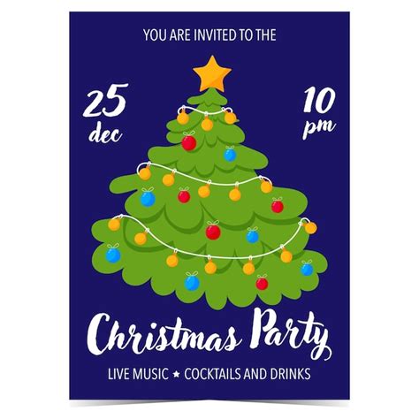 Premium Vector Invitation For Christmas Party To Celebrate The