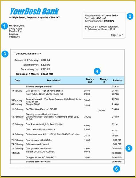 Free Bank Statement Template Excel Of Bank Statement Template ...