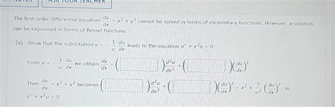 Solved The First Order Differential Equation Dxdy X2 Y2