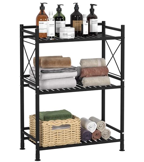 TZAMLI 3 Tier Shelving Unit, Metal Bathroom Storage Shelves Organizer ...