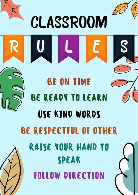 Blue Illustrated Classroom Rules Poster In 2022 Classroom Rules Riset Images