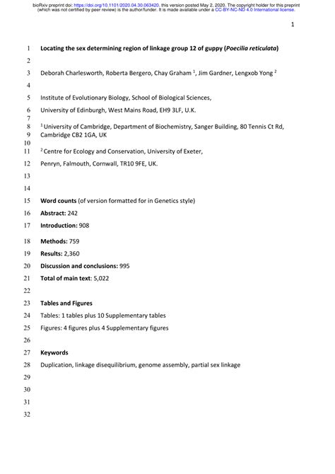 PDF Locating The Sex Determining Region Of Linkage Group 12 Of Guppy