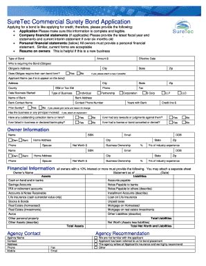 Fillable Online New Commercial Surety App Doc Fax Email Print Pdffiller