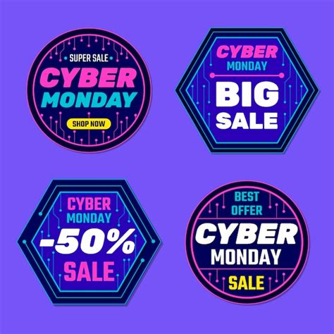 Colecci N De Insignias De Rebajas Planas De Cyber Monday Vector Gratis