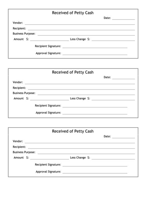 Petty Cash Receipt Template