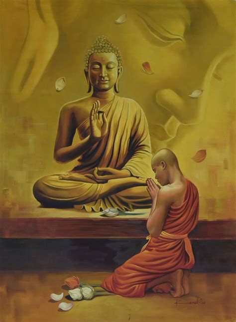 Monk And The Master Painting By Kamal Rao Mythological Artwork On