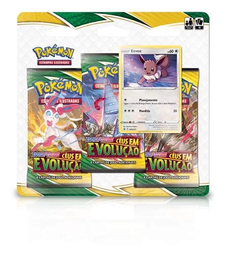 Cartas Pokémon Triple Pack Ceús Em Evolução Eevee