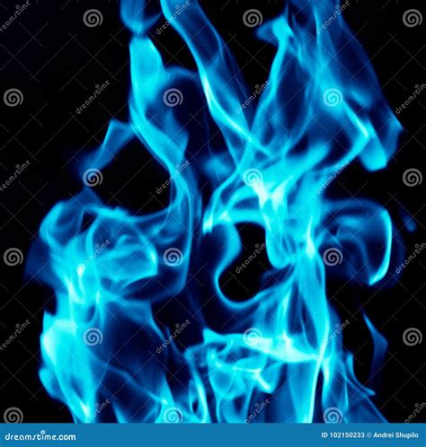 Blue Flames on a Black Background Stock Image - Image of pattern ...