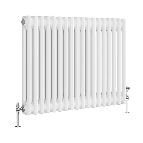 Reggio White Horizontal Double Column Traditional Radiator 600x830mm