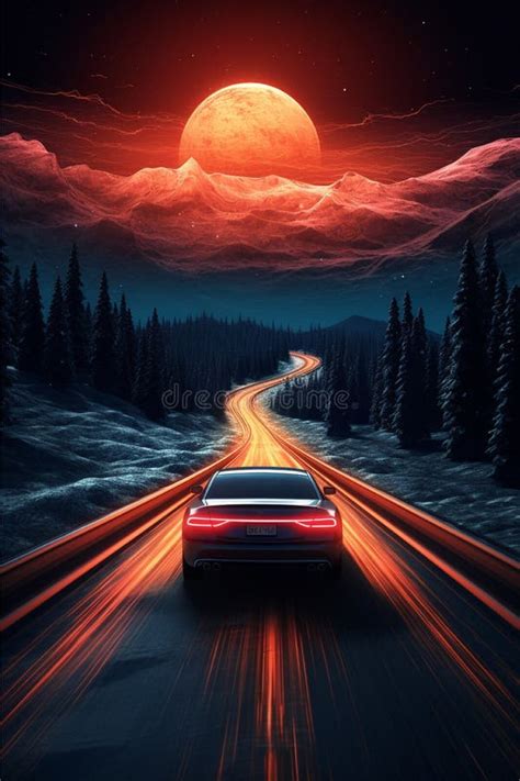 Car driving night sky stock illustration. Illustration of motion ...