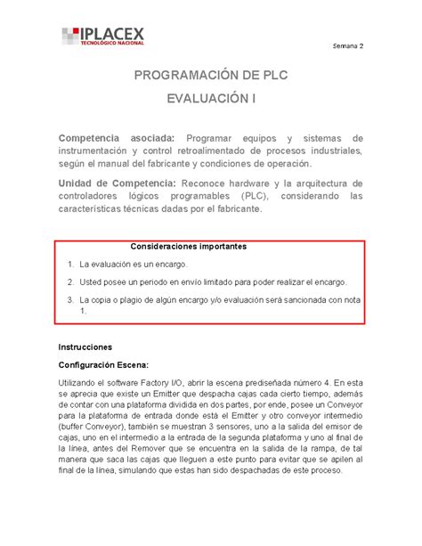 EVA 2A Informe PROGRAMACIÓN DE PLC EVALUACIÓN I Competencia