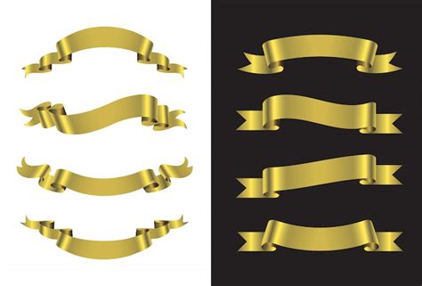 Premium Vector Golden Ribbons Collection