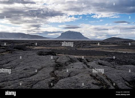 Lava Fields Heroubreio Table Mountain Volcanic Landscape Barren