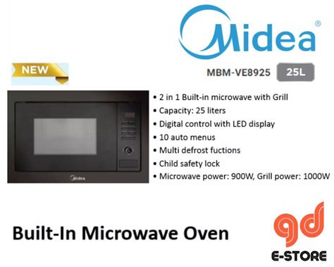 MIDEA MBM VE8925 Built In Microwave Oven With Grill Function 25L