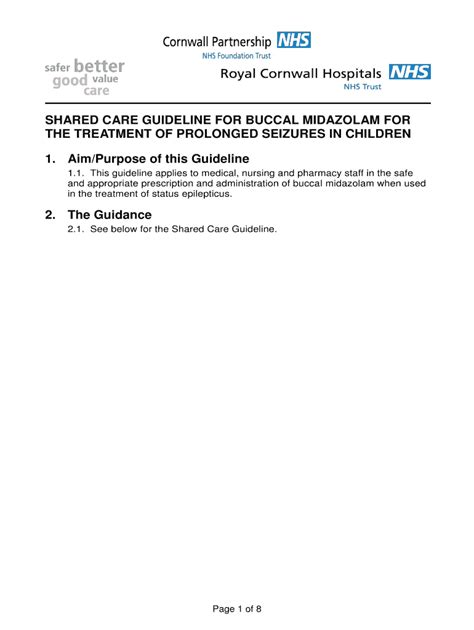 Fillable Online Rcht Nhs Buccal Midazolam Shared Care Guideline For The