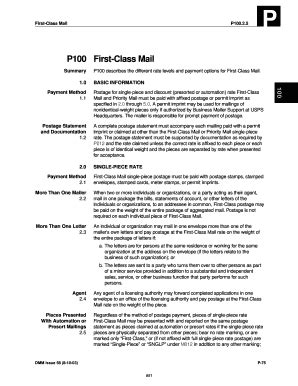 Fillable Online DMM P100 First Class Mail USPS Fax Email Print