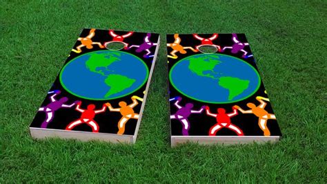 Gay Pride Rainbow People Around The Earth Themed Custom Cornhole Board