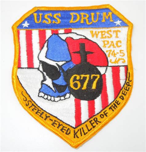 Lot 175 1975 Us Navy Westpac Uss Drum Ssn 677 Patch Cny Militaria