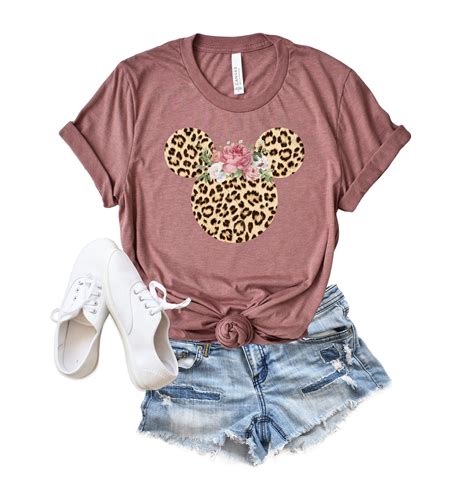 Leopard Print Disney Shirt Disney Mouse Tshirt Disney Etsy