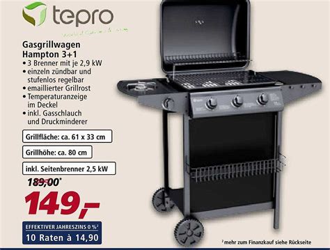 Tepro Gasgrillwagen Hampton 3 1 Angebot Bei Real 1prospekte De