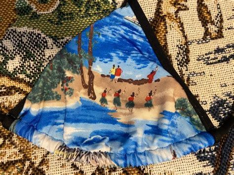 Vintage Tropical Vacation Bikini High Cut Black Vinta Gem