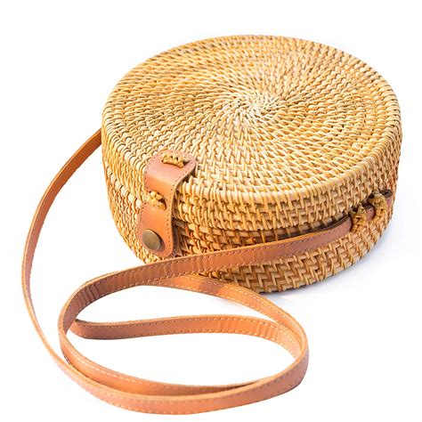 Naturalneo Round Rattan Shoulder Bag