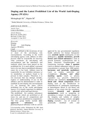 Fillable Online Doping And The Latest Prohibited List Of The World Anti