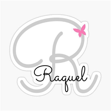 Raquel Name Monogram R Butterfly Simple Minimalistic Sticker For Sale