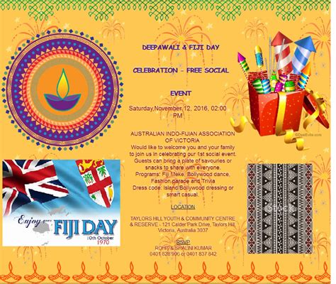 2016 AIFAV PRESENTS THEIR 1ST FIJI DAY AND DIWALI CELEBRATION - AIFAV