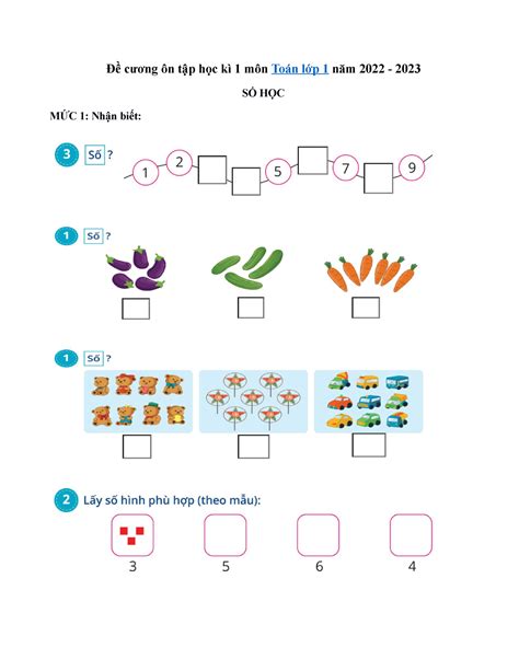 De cuong on tap hoc ki 1 mon toan lop 1 nam 2022 2023 Đề cương ôn tập